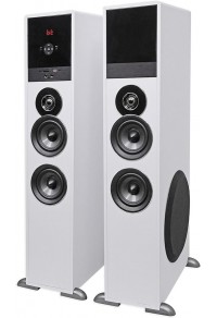FS2-B10-White Powered Home Theatre Tower Speakers 8" Sub/Bluetooth/USB
