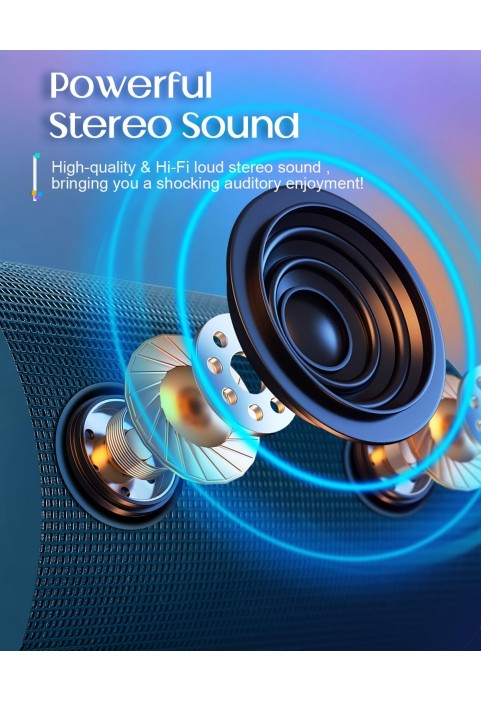 PAS758-15W Portable Bluetooth speaker with cold dynamic LED lights(Dark Blue