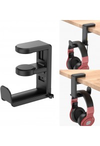 HS711-Universal earphone hook bracket hanger with adjustable swivel arm clip-single-(black)