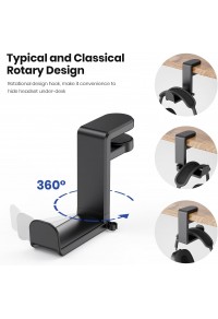 HS711-Universal earphone hook bracket hanger with adjustable swivel arm clip-single-(black)