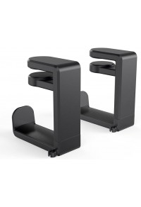 HS712 - English Headphone Hook Stand Hanger with Adjustable Swivel Arm Clip - 2 Pack - (Black)
