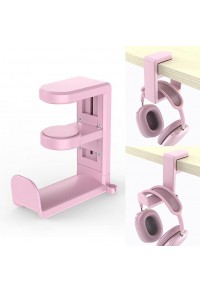 HS715-Universal earphone hook bracket hanger with adjustable swivel arm clip-single-Pink