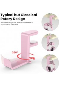 HS715-Universal earphone hook bracket hanger with adjustable swivel arm clip-single-Pink
