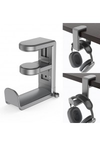 HS716 - Steady Headphone Hook Stand Hanger with Adjustable Swivel Arm Clamp - Single - Space Gray