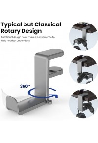 HS716 - Steady Headphone Hook Stand Hanger with Adjustable Swivel Arm Clamp - Single - Space Gray